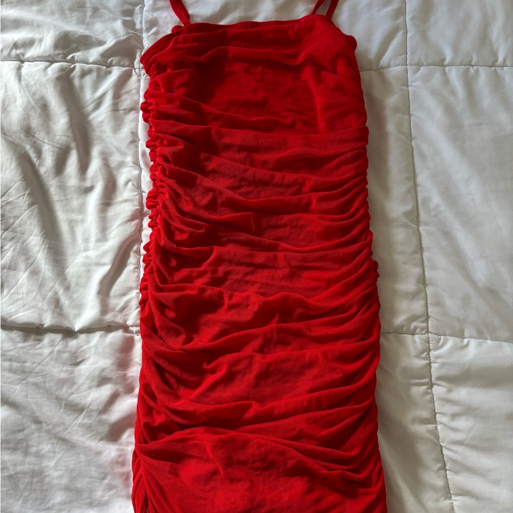 Red Ruched Dress